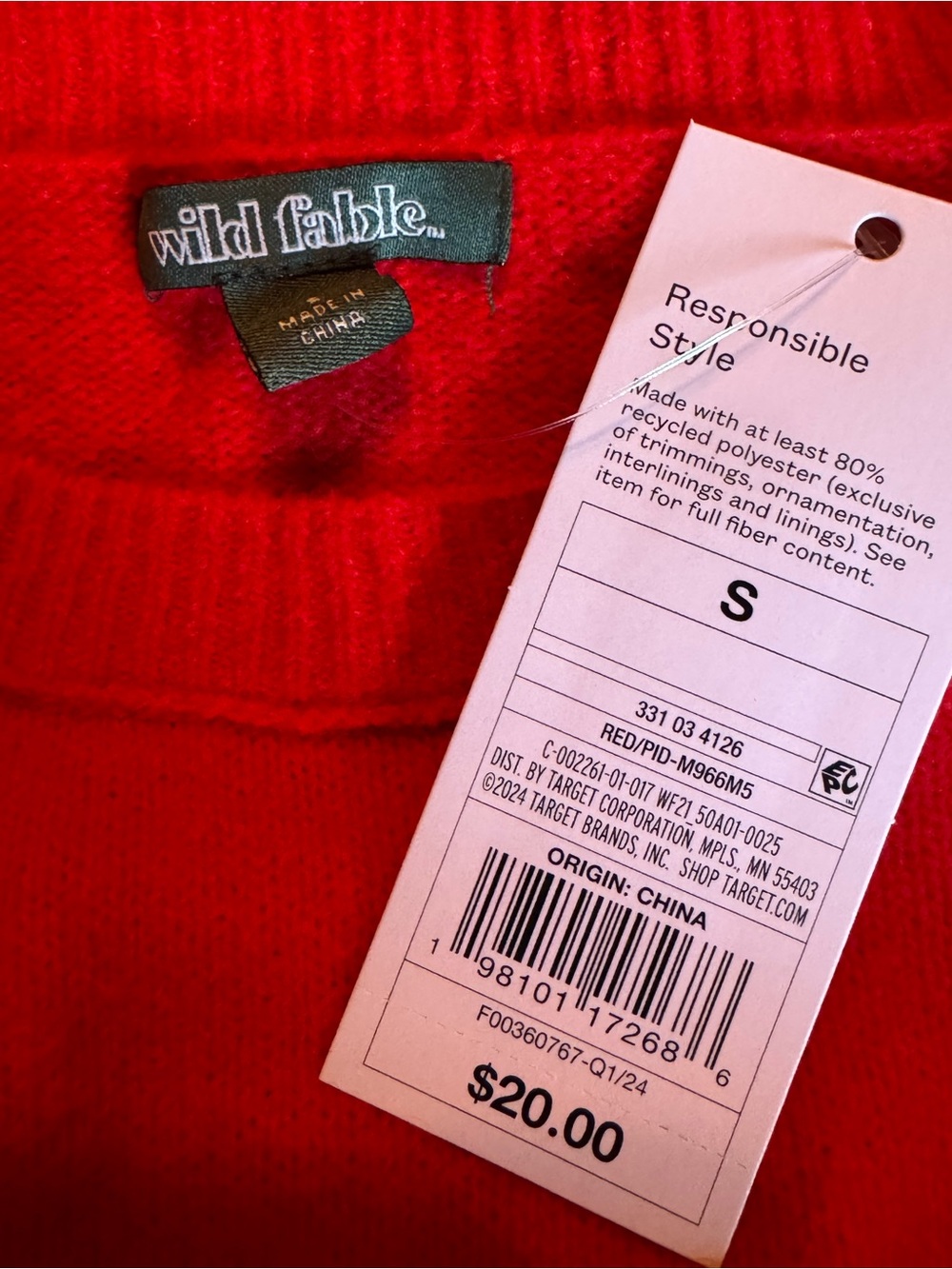 wild fable Bright Red Cropped Crewneck Sweater - Picture 7 of 7